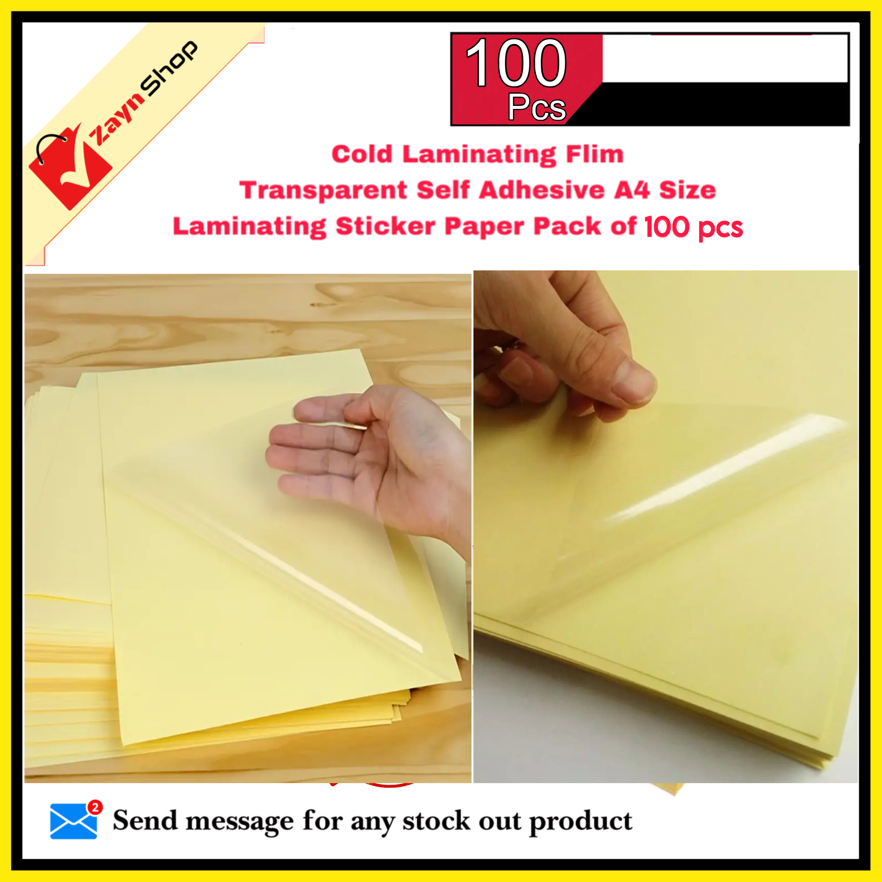 Cold Laminating Flim 100 pcs Transparent Self Adhesive A4 Size Laminating Sticker Paper_img_1