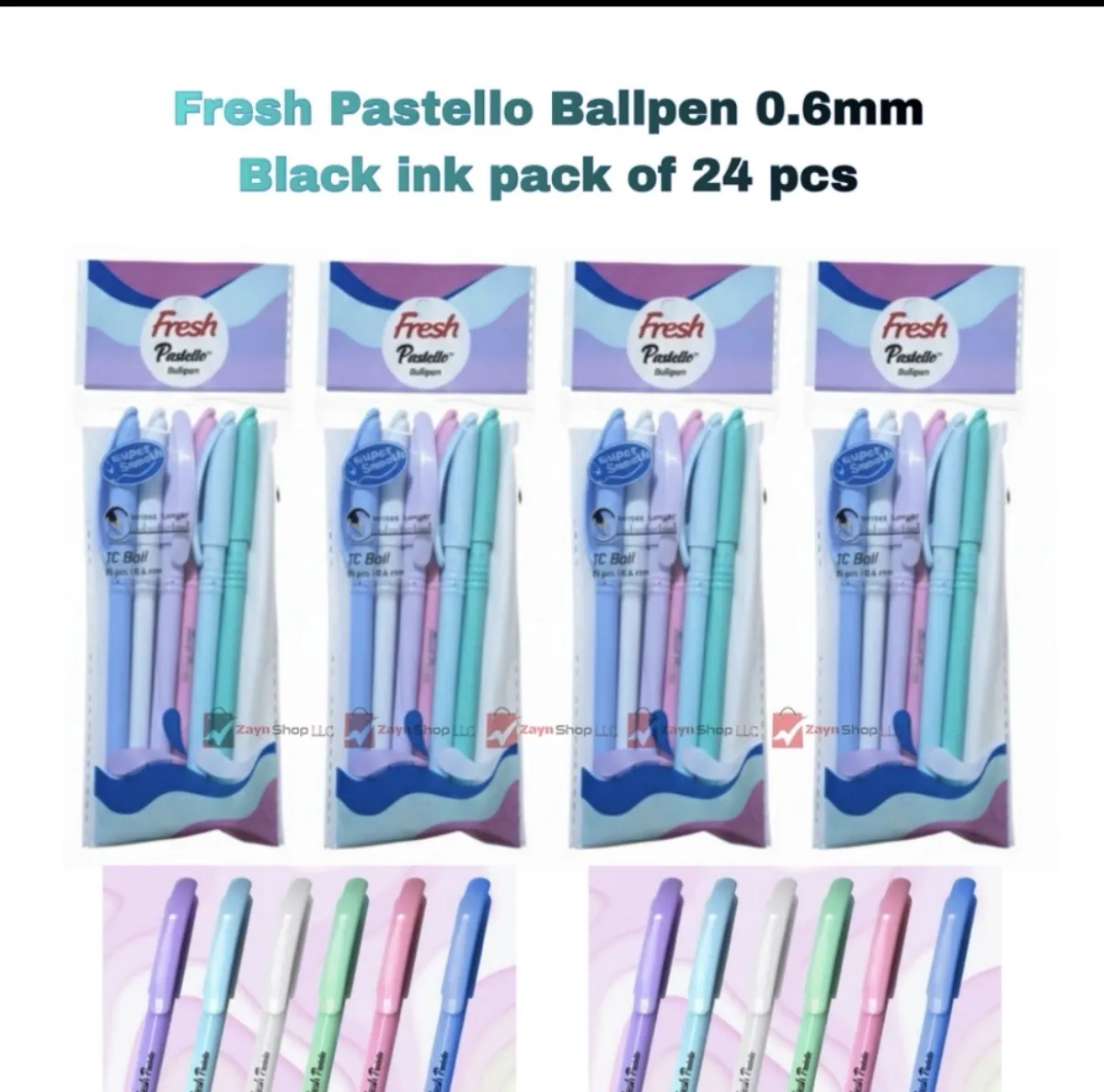 Fresh Pastello Ballpen 0.6mm Black ink pack of 24 pcs
