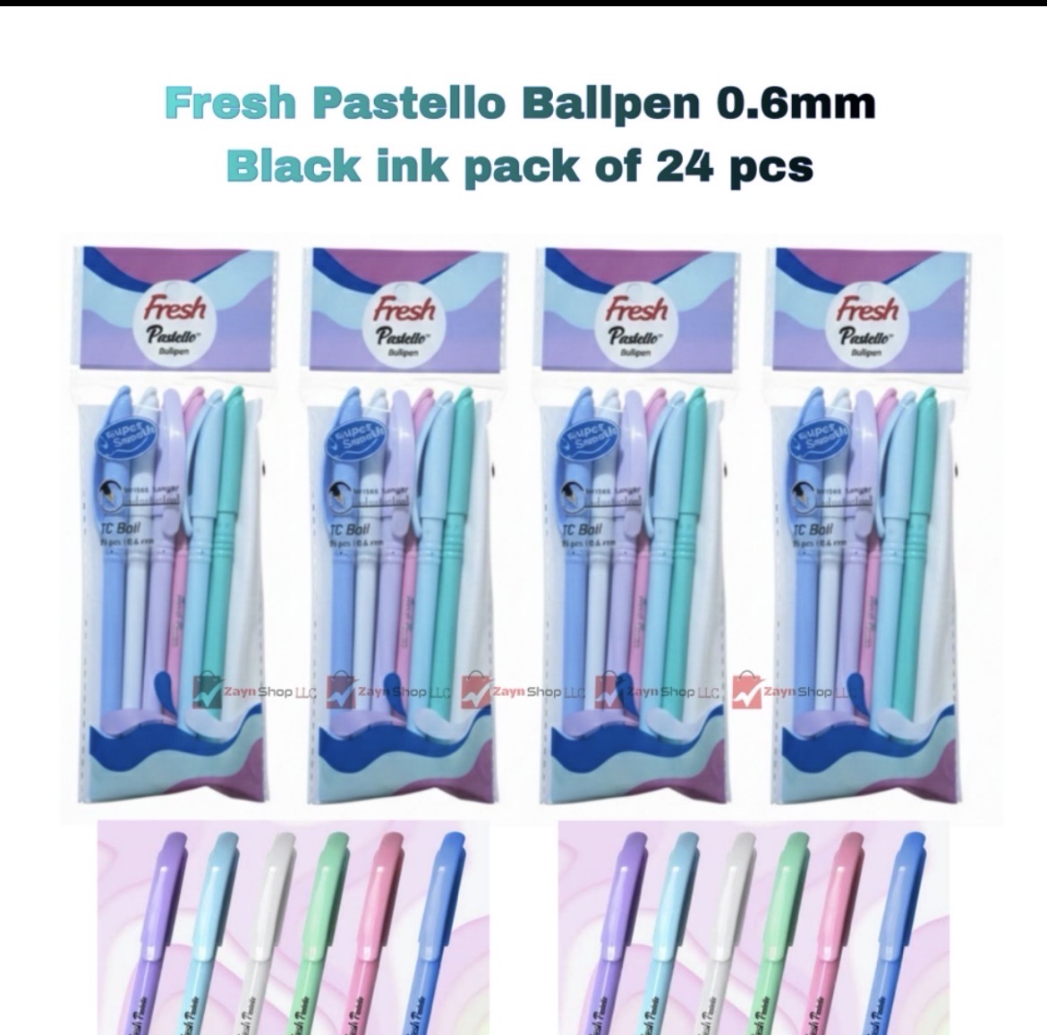 Fresh Pastello Ballpen 0.6mm Black ink pack of 24 pcs_img_0
