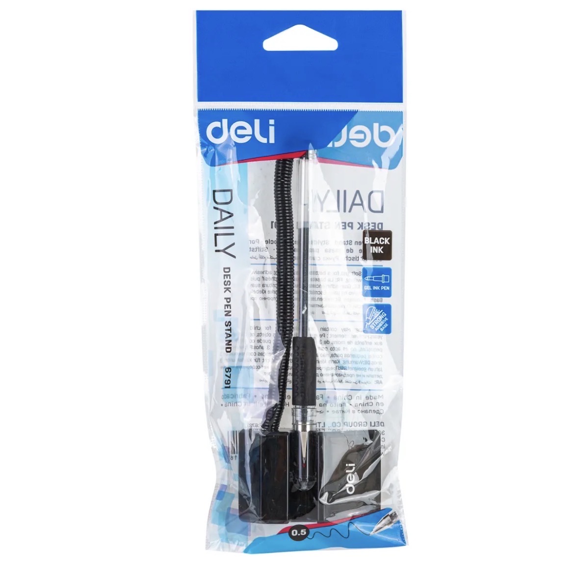 Deli Black Gel Ink 0.5mm Desk Pen Stand_img_1
