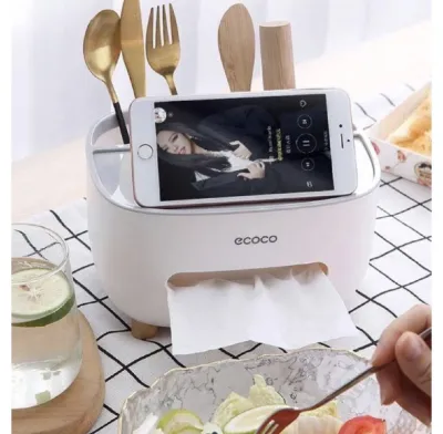 Tissue Box Cover Holder with Storage, Napkin Tissue Box, Multi-Function Tissue Box_img_1