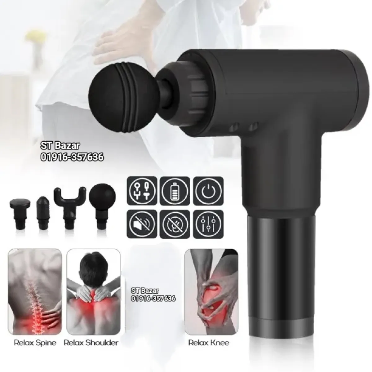 🔥 ব্যথা ও ক্লান্তিকে বলুন বিদায়! 🔥💥 High Power Rechargeable Massage Gun 💥
