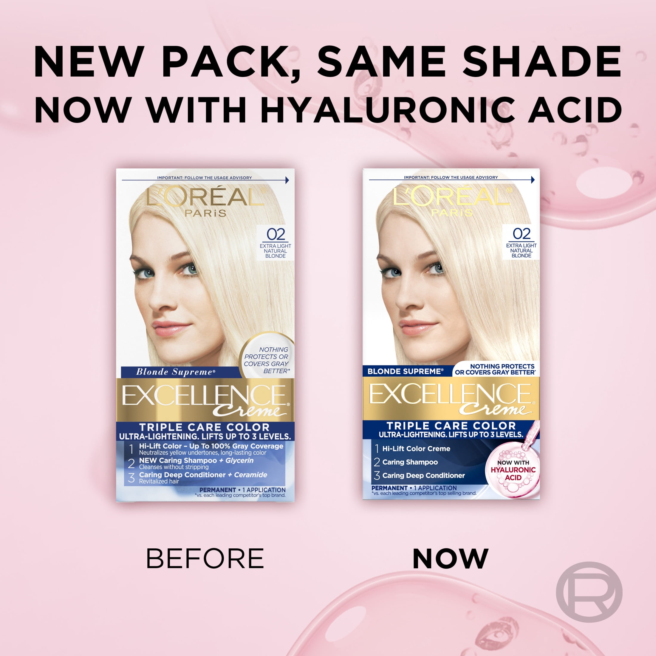 L'Oreal Paris Excellence Crème Permanent Hair Dye, Triple Care Hair Color with Hyaluronic Acid for 100% Gray Coverage, 02 Extra Light Natural Blonde_img_1