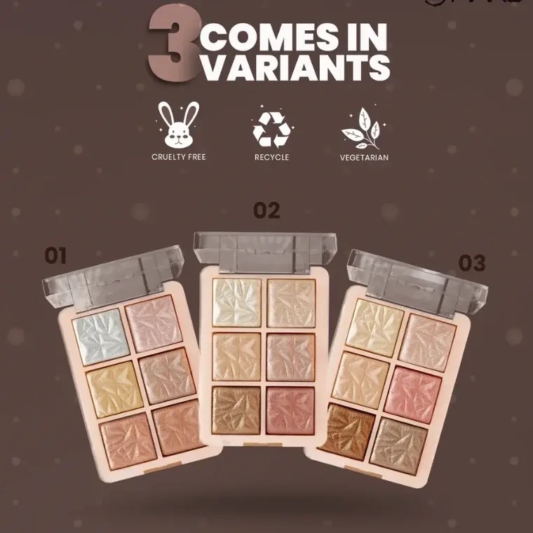 Mars Cosmetics Glowzilla 6 Colour Highlighter Palette #01 (12gm)_img_1