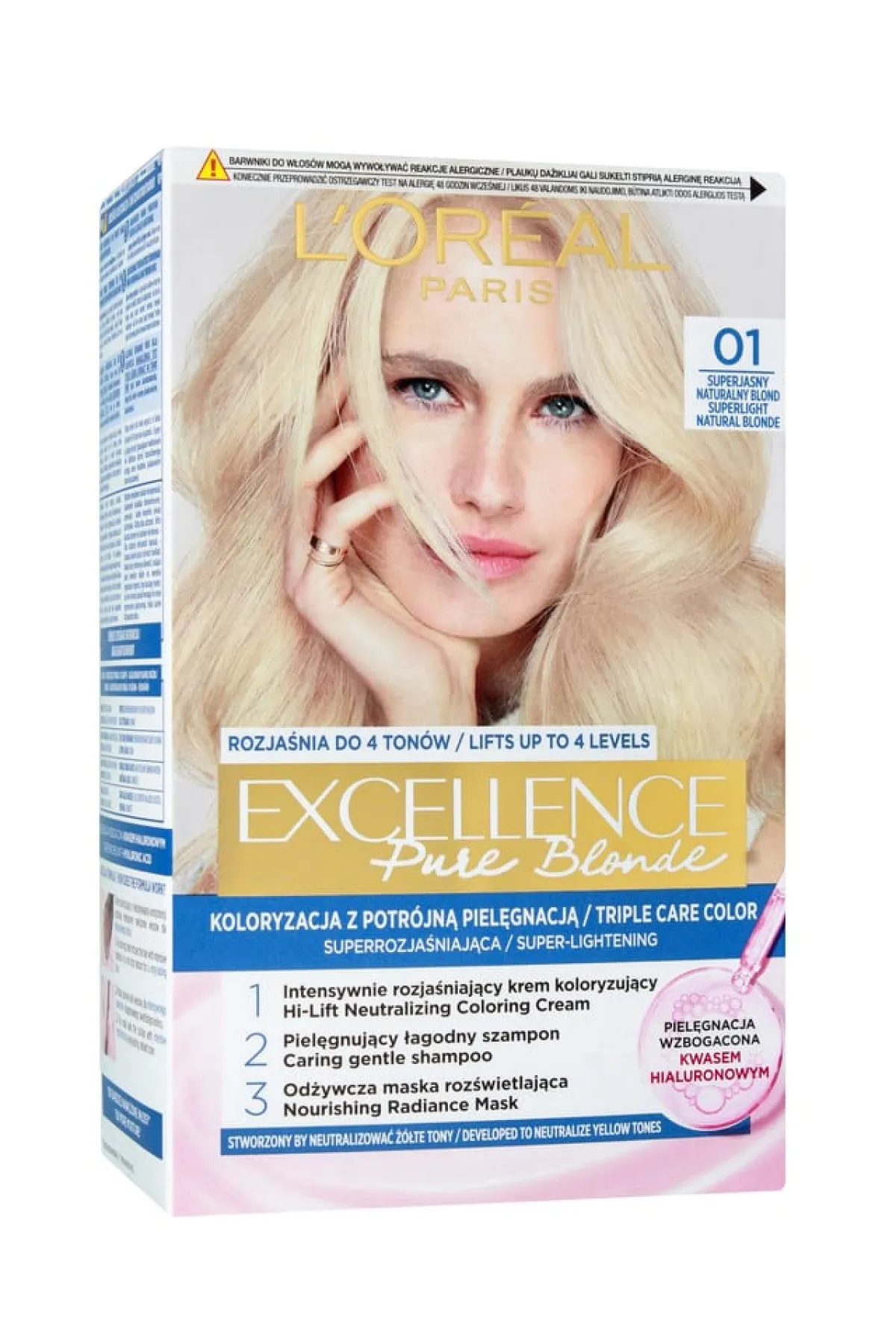 Loreal Excellence Pure Blonde 01 Supreme Lightest Natural Blonde – Triple Care Hair Color
