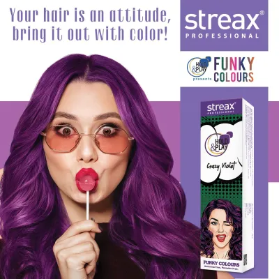 Streax Professional Hold and Play Funky Hair Colour - Crazy Violet_img_0