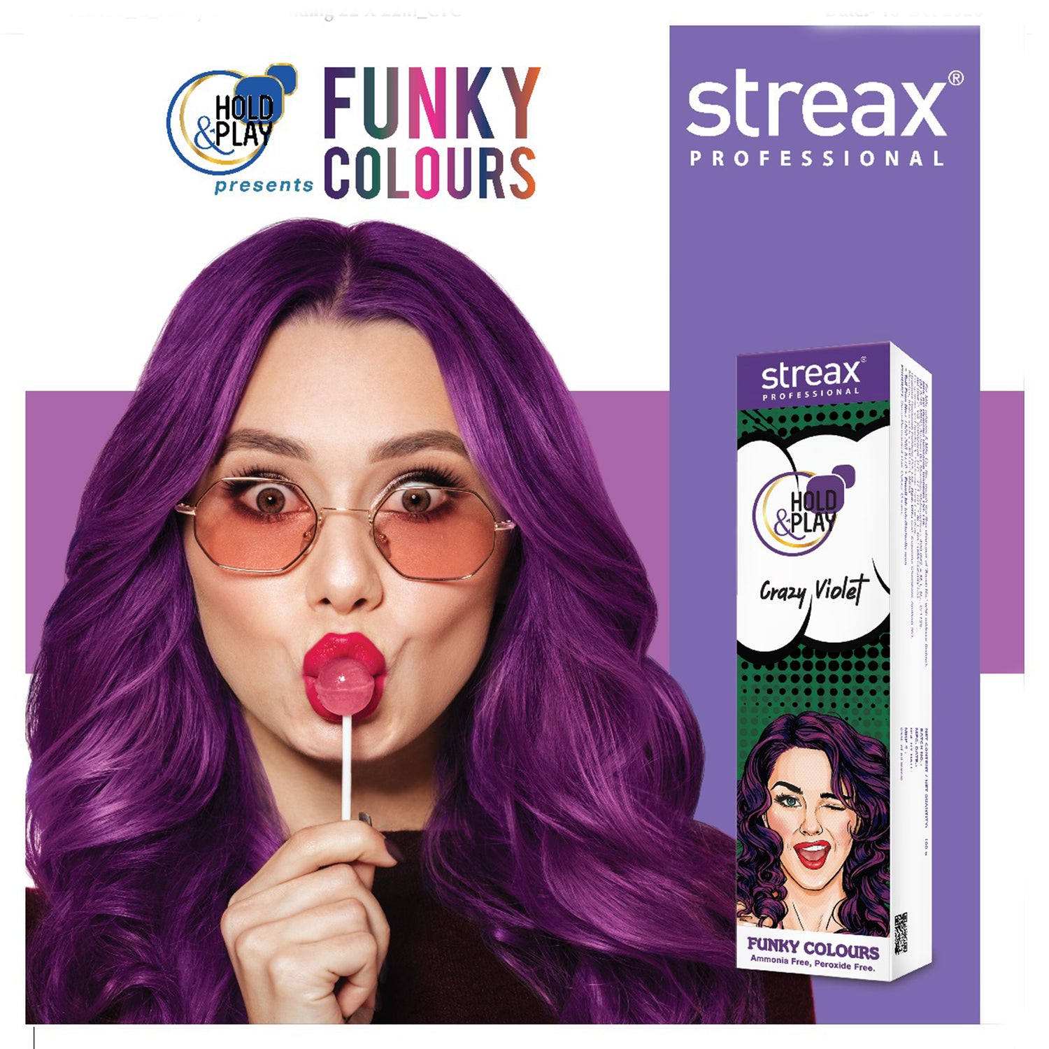 Streax Professional Hold and Play Funky Hair Colour - Crazy Violet_img_2