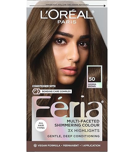 L'Oreal Paris Feria Multi-Faceted Shimmering Permanent Hair Color 50 Havana Brown_img_1