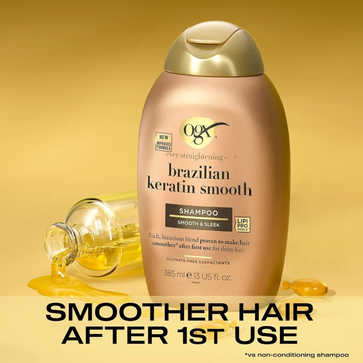 OGX Brazilian Keratin Smooth Shampoo Sulphate Free 385ml