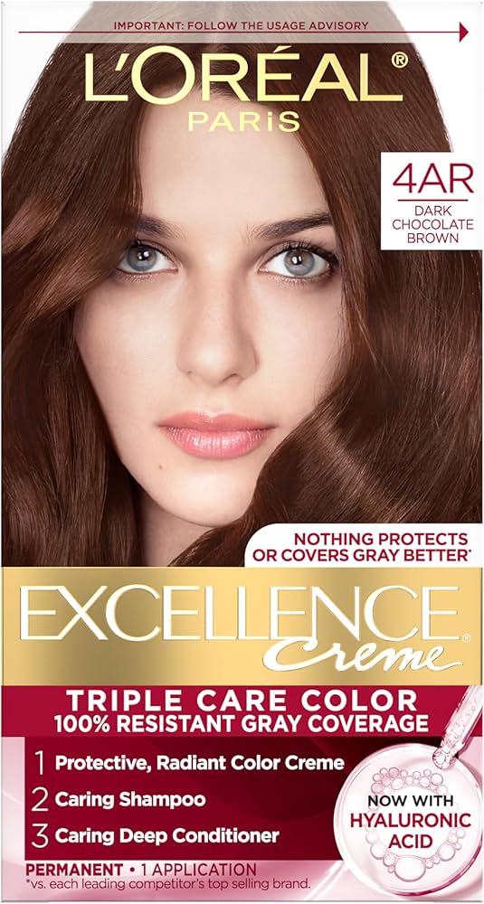 Loreal Paris Excellence Creme Permanent Triple Care Hair Color, 4AR Dark Chocolate Brown_img_0