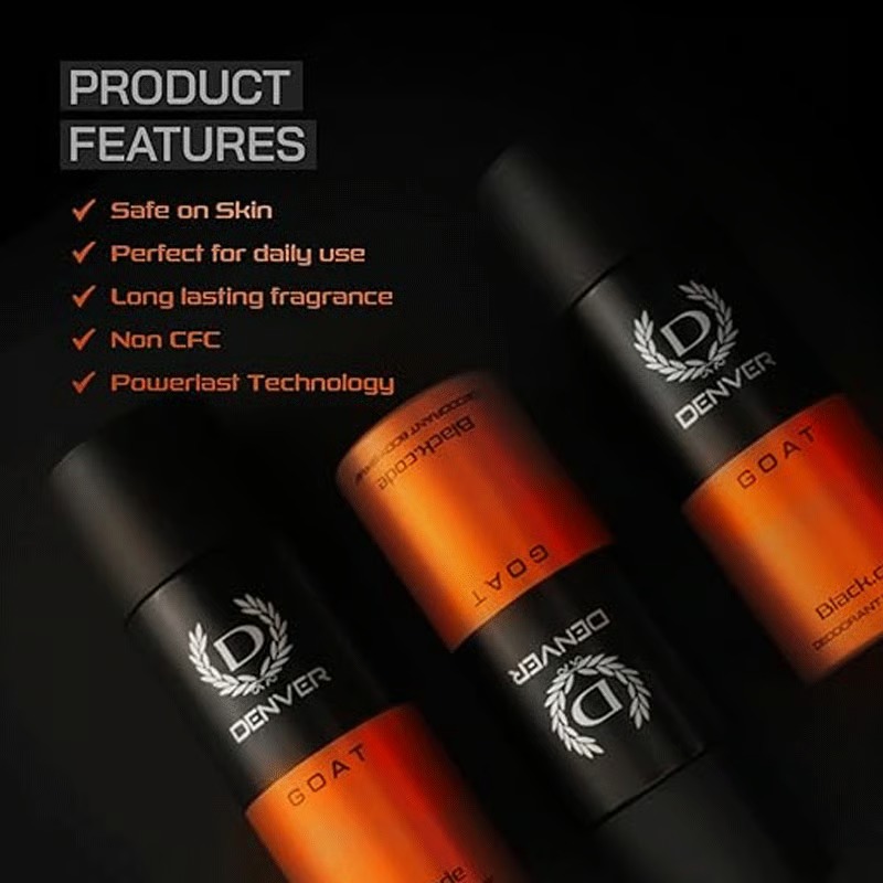 Denver Black Code Deodorant Body Spray 150ml - Goat_img_1