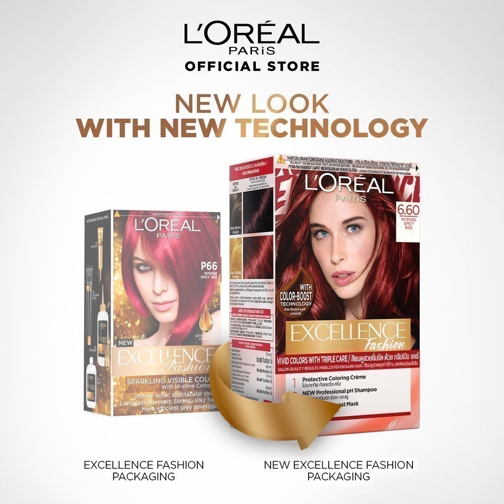 Loreal Paris Excellence Fashion Vivid Colors with Triple Care Hair Color - 6.60 Intense Spicy Red_img_1