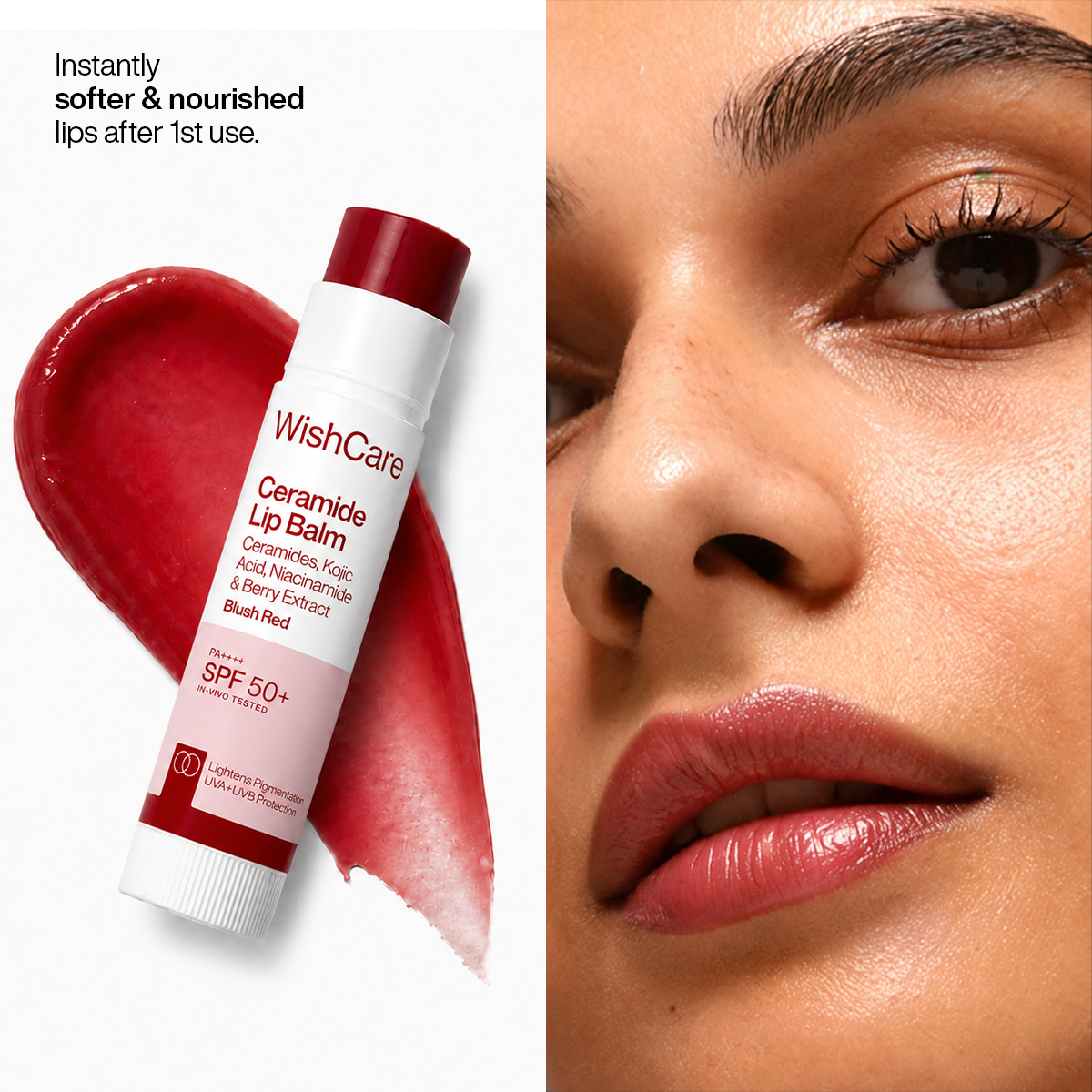 WishCare Ceramide Lip Balm with SPF 50 PA++++ (Blush Red)_img_3
