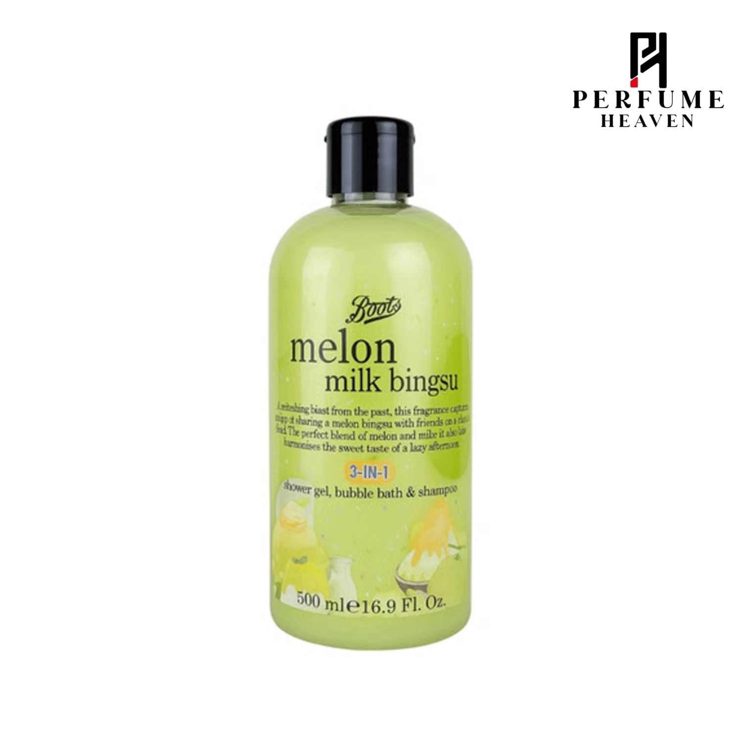 Boots Melon Milk Bingsu 3-in-1 Shower Gel, Bubble Bath & Shampoo 500ml