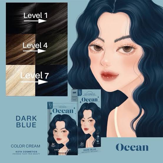 Kota Color Cream Hair Color Organic Dark Blue 100ml (Ocean)_img_3