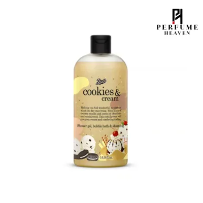 Boots Cookies & Cream Shower Gel, Bubble Bath & Shampoo 500ml_img_0