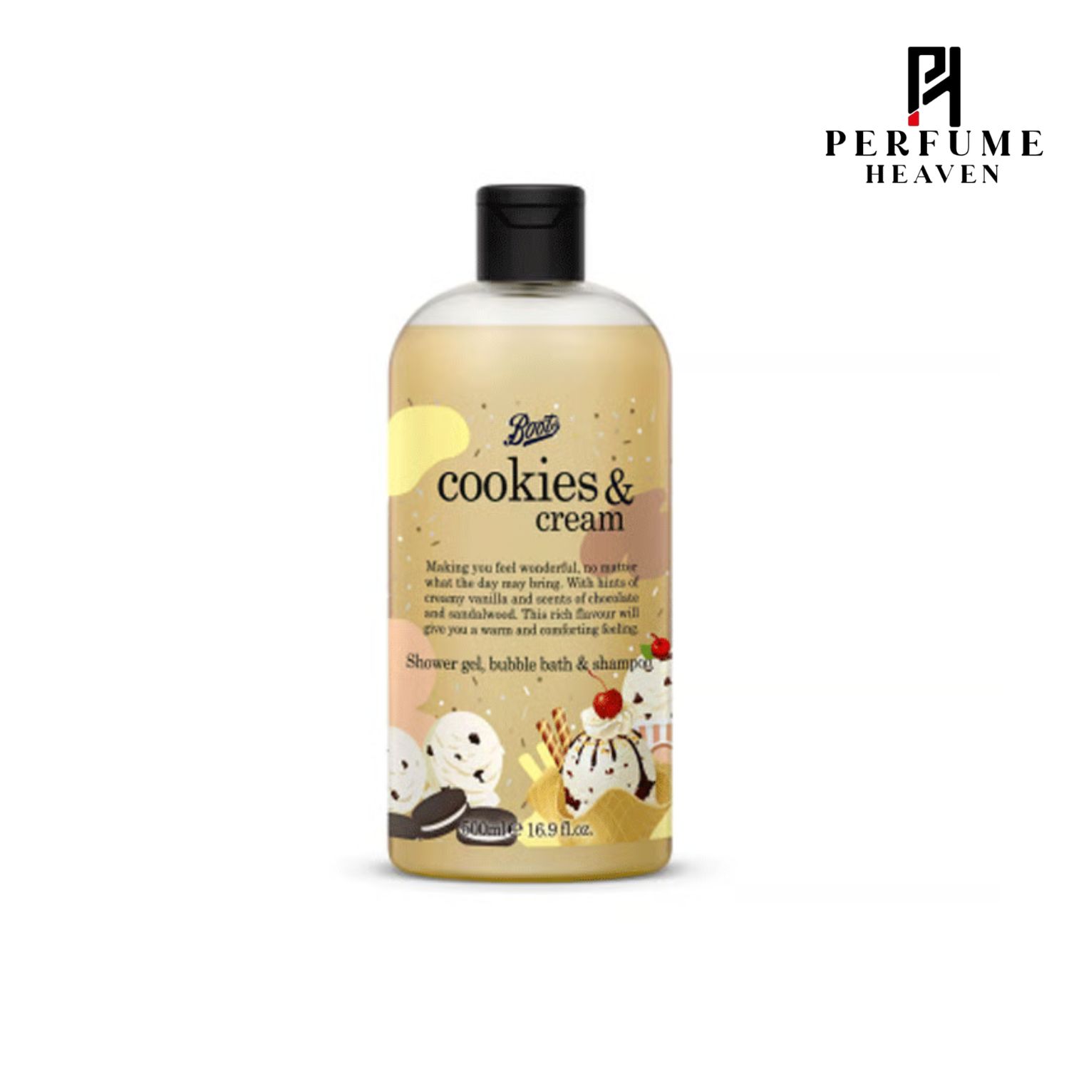 Boots Cookies & Cream Shower Gel, Bubble Bath & Shampoo 500ml