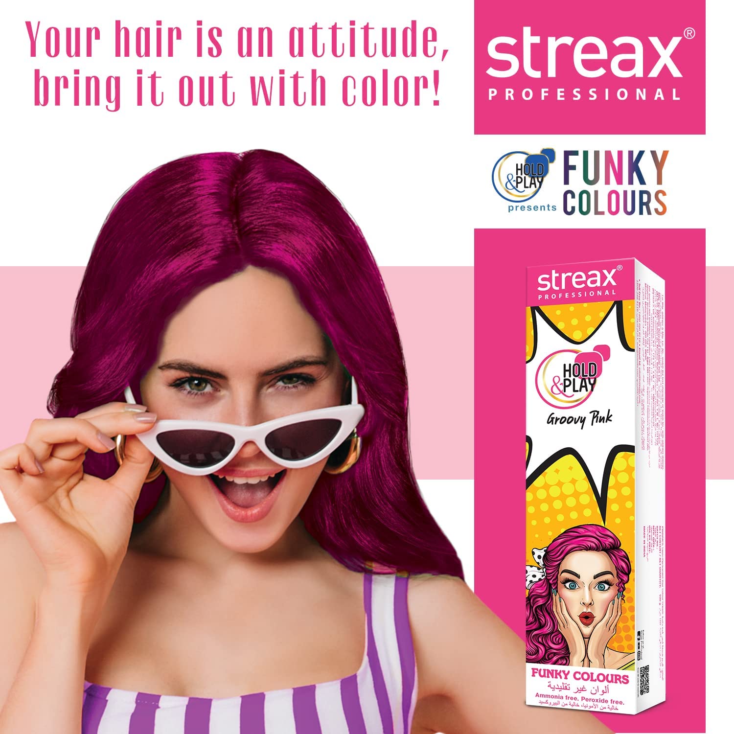 Streax Professional Hold and Play Funky Hair Colour (Groovy Pink) 100g_img_0