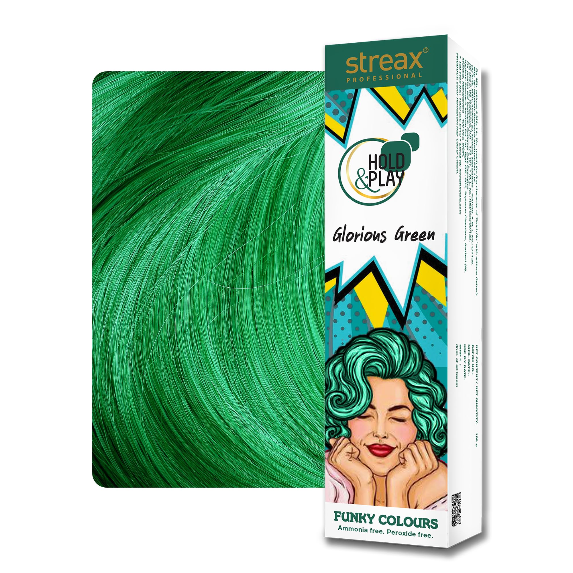 Streax Professional Hold and Play Funky Hair Colour (Glorious Green) 100 gm_img_1