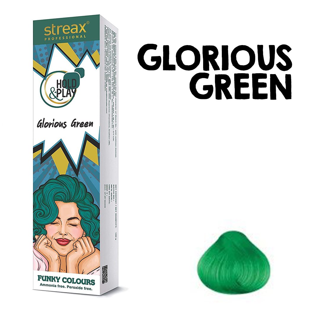 Streax Professional Hold and Play Funky Hair Colour (Glorious Green) 100 gm_img_2