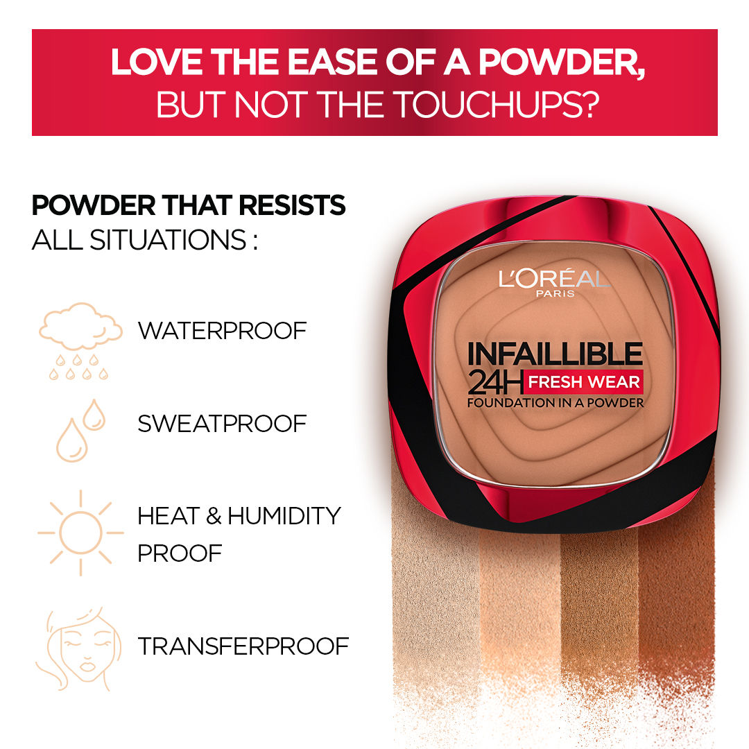 L'Oreal ParisInfallible 24H Fresh Wear Foundation in A Powder, 245 Golden Honey, 9gm_img_3