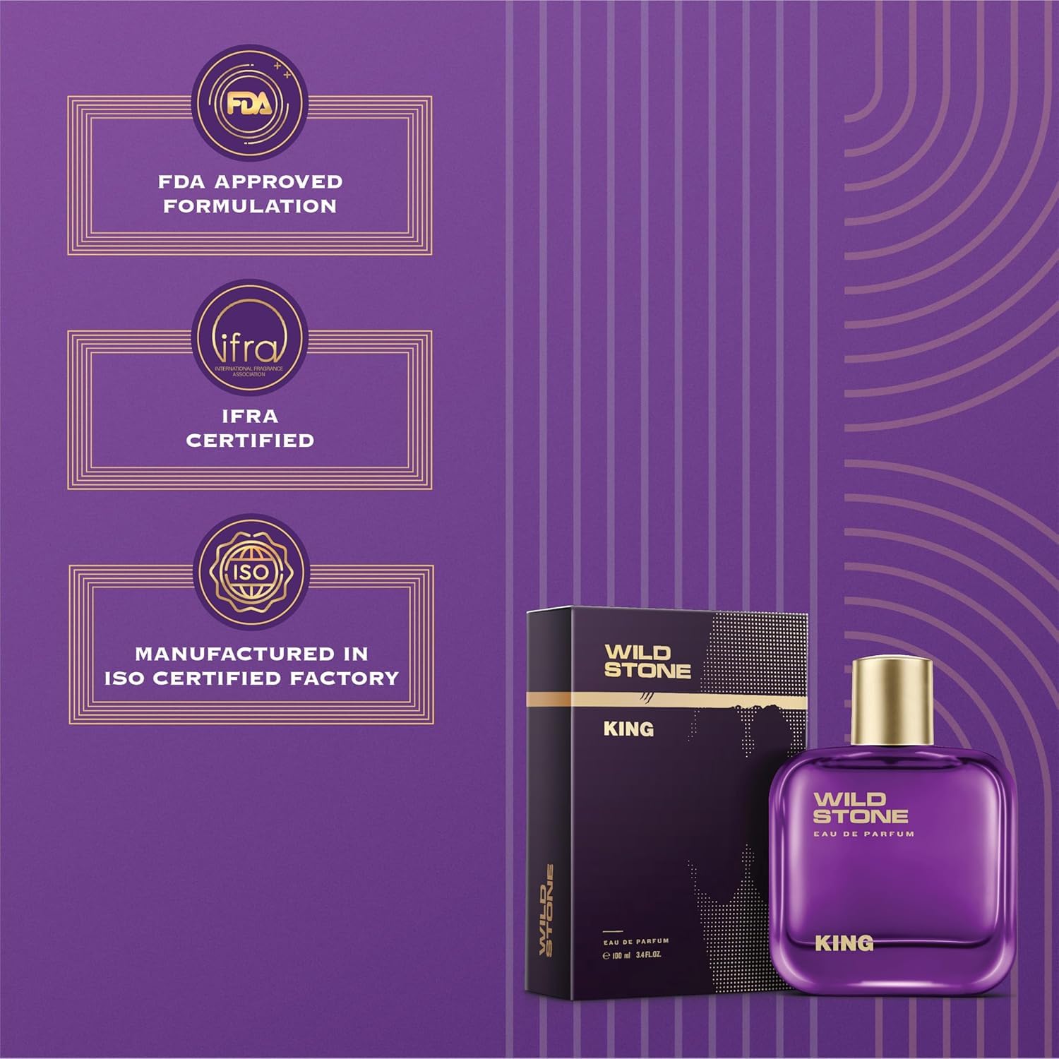 Wild Stone King Perfume for Men, 100ml| Luxury Eau De Parfum | Long-Lasting Fragrance | Best Gift for Him l Premium Perfume for Men l Infused with Woody & Oriental Notes_img_2