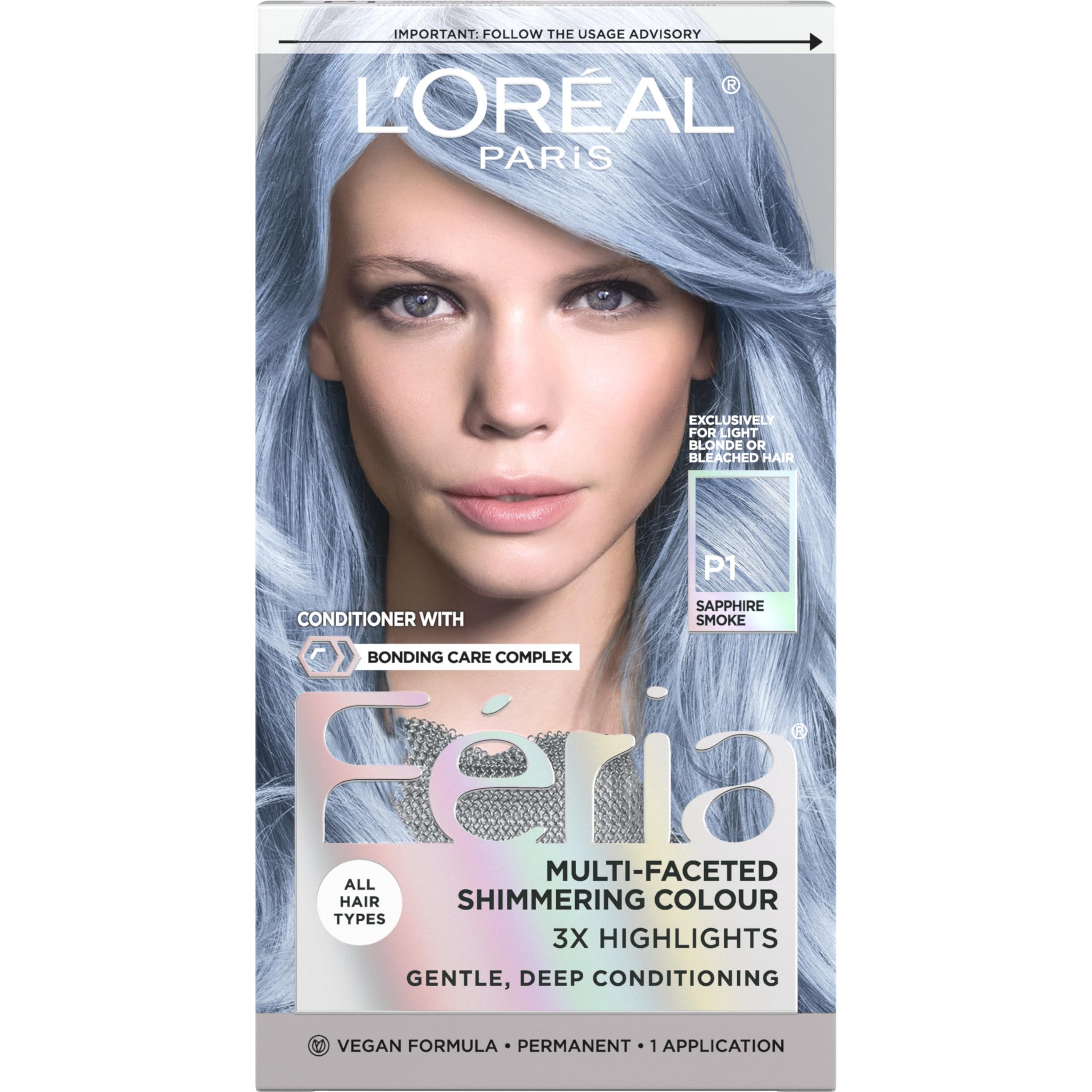 L'Oreal Paris Hair Color Feria Pastels Dye Smokey Blue P1