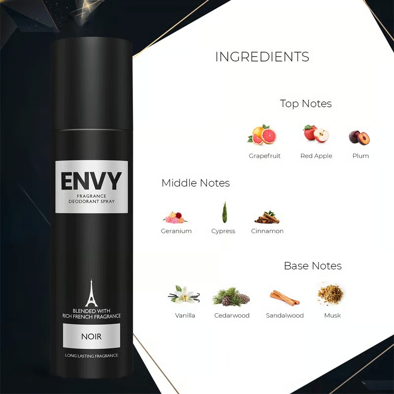 Envy Fragrance Deodorant Spray For Men 120ml - Noir_img_1