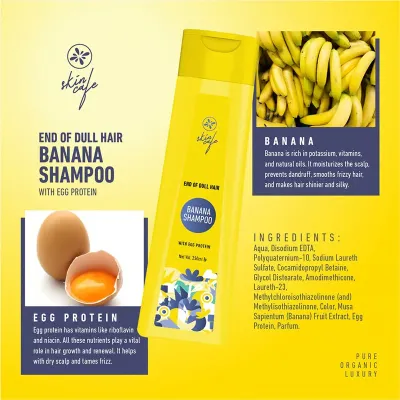 Skin Cafe Banana With Egg Protein Shampoo For Dull Hair 250ml_img_1