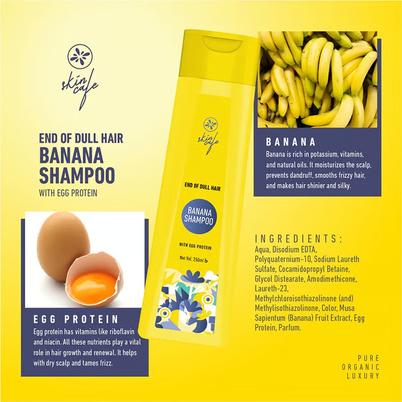 Skin Cafe Banana With Egg Protein Shampoo For Dull Hair 250ml_img_1