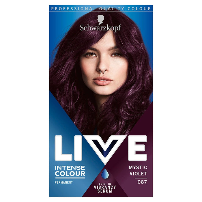 Schwarzkopf LIVE Intense Colour, Long Lasting Permanent Purple Hair Dye, With Built-In Vibrancy Serum, Up To 70% Grey Coverage, Mystic Violet 087_img_0