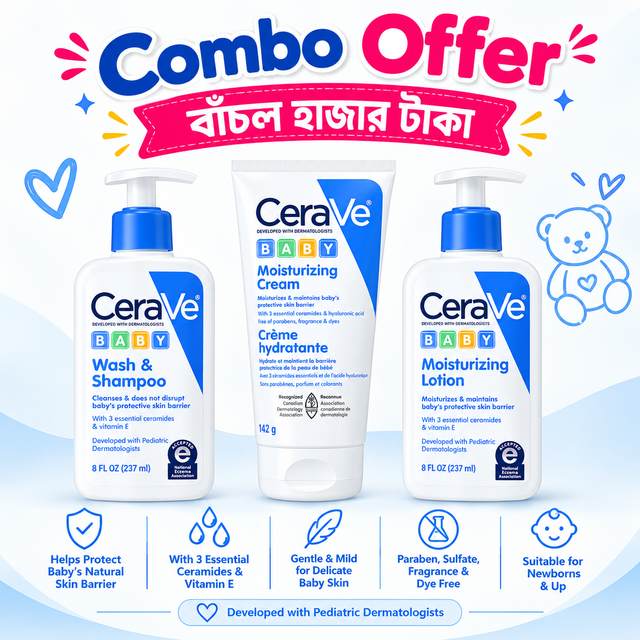 CeraVe Baby Skincare Combo Wash, Cream & Lotion_img_1