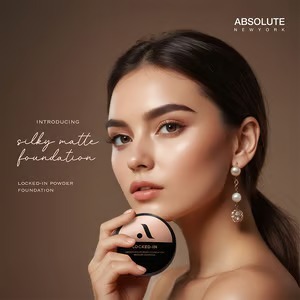 Absolute Locked-In Silky Matte Finish Medium Coverage Smoothing Powder Foundation - MFLN01 Warm Porcelain_img_1