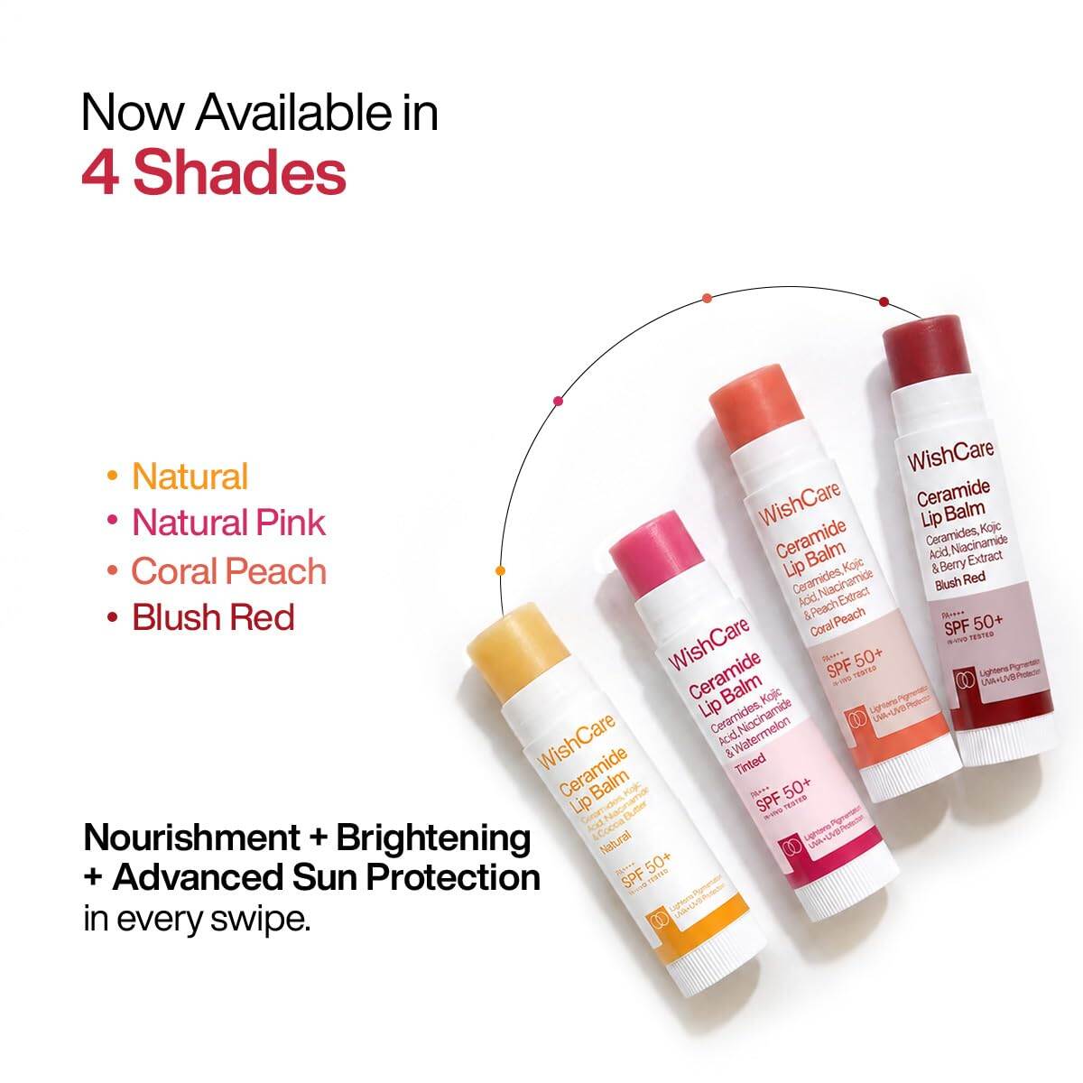 WishCare Coral Peach Ceramide Lip Balm SPF 50 PA++++ with Kojic Acid & Niacinamide 5g_img_2