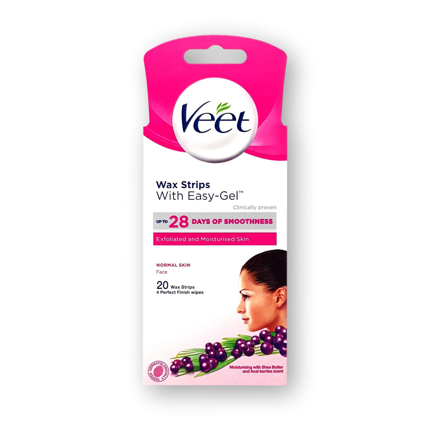 Veet Face Precision Wax Strips with Easy Grip for Normal Skin with Shea Butter & Berry Fragrance 20 Strips_img_0