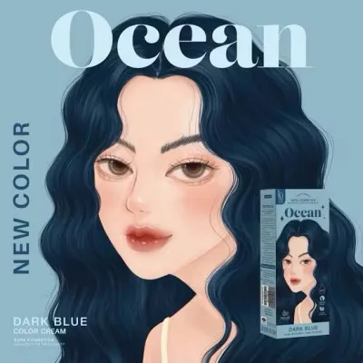 Kota Color Cream Hair Color Organic Dark Blue 100ml (Ocean)_img_0