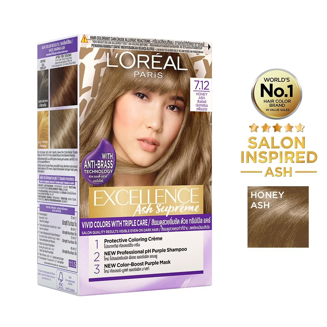 Loreal Excellence Ash Supreme Hair Color - 7.12 Honey Ash