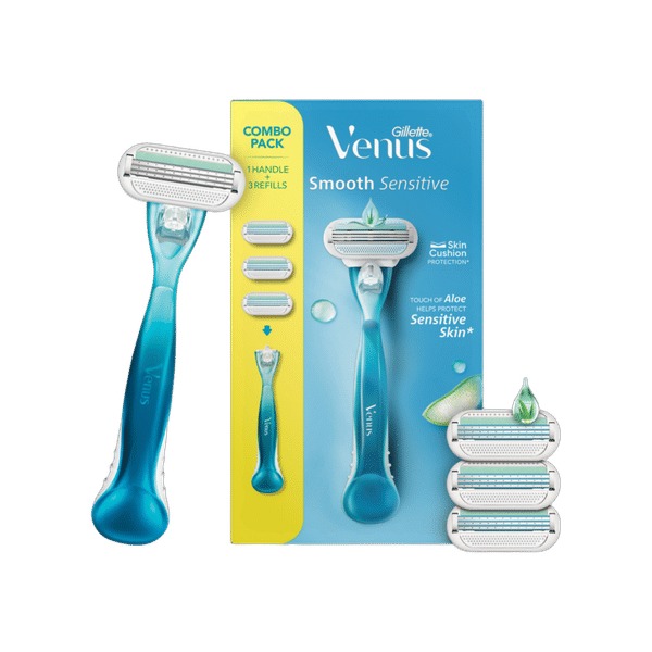 Gillette Venus Women Aloe Extract Smooth Sensitive Combo Pack - 1 Handle + 3 Refills Blades_img_0