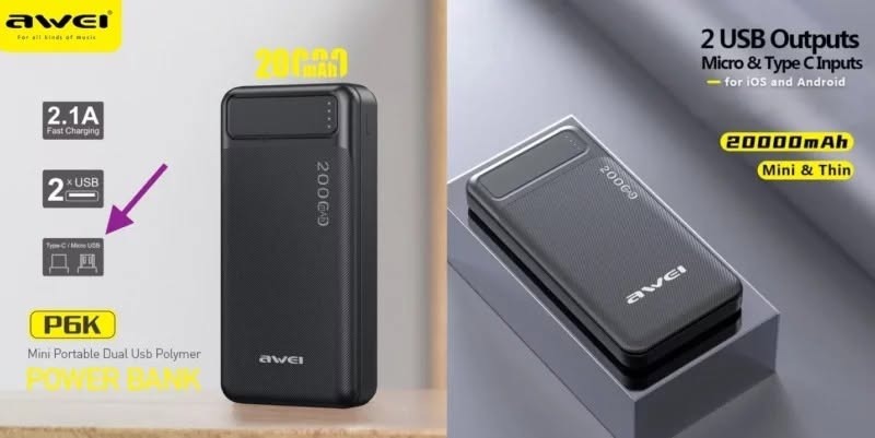 Awei P6K 20000mAh Power Bank