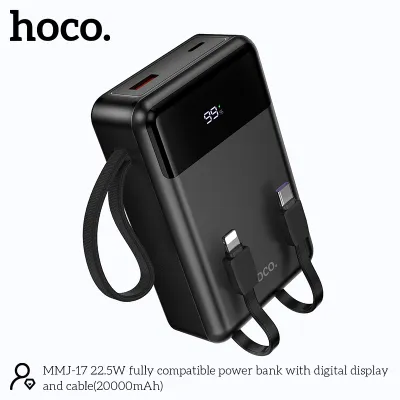 Hoco MMJ-17 22.5W Power Bank – 20000mAh Built-in Lightning & Type-C Cables_img_0
