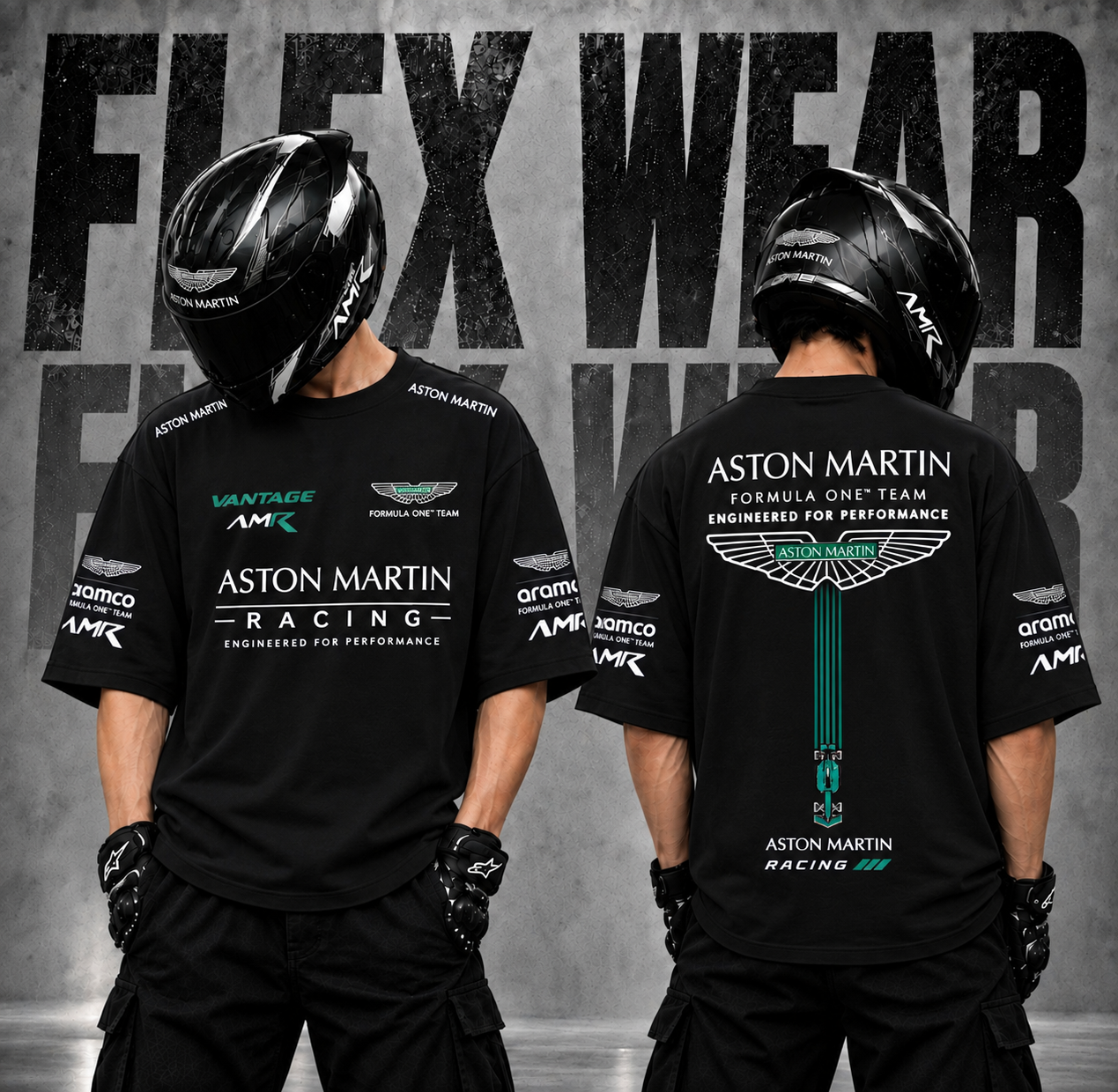 Aston Martin Drop Shoulder T-Shirt (Black)