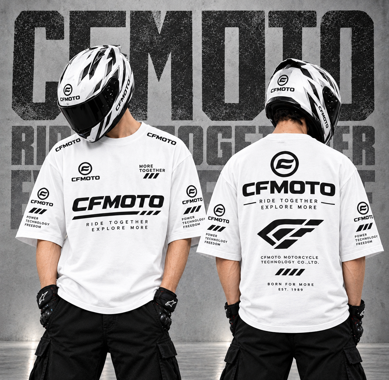 CF Moto Drop Shoulder T-Shirt (White)