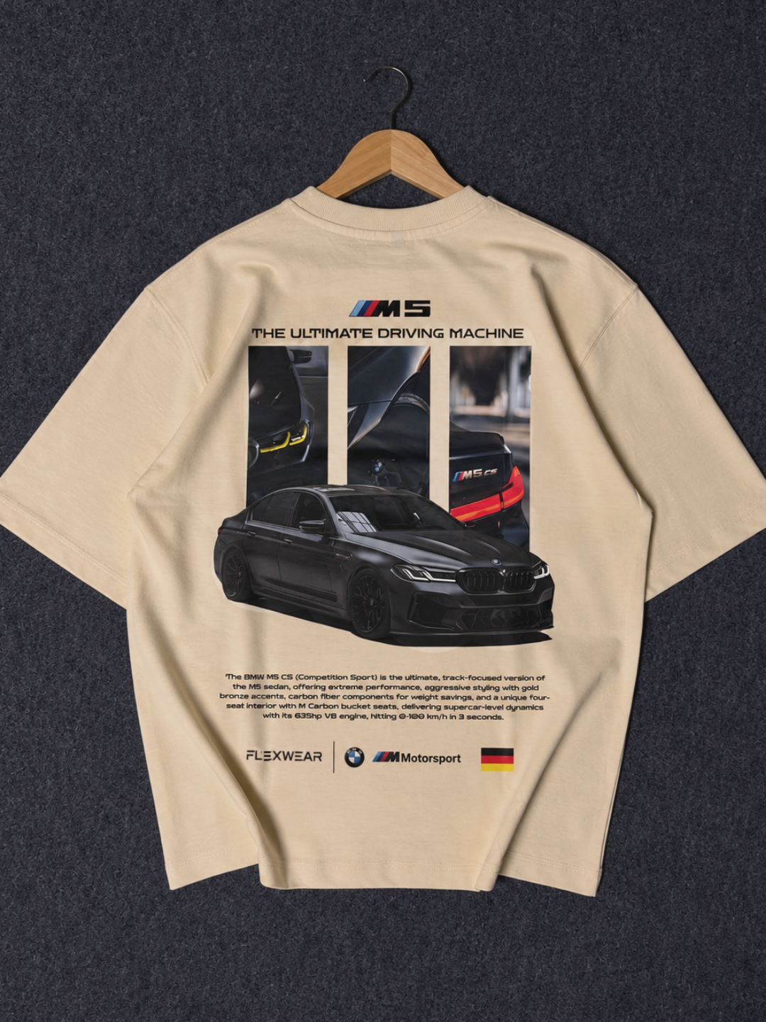 BMW Drop Shoulder T-Shirt (Cream Color)