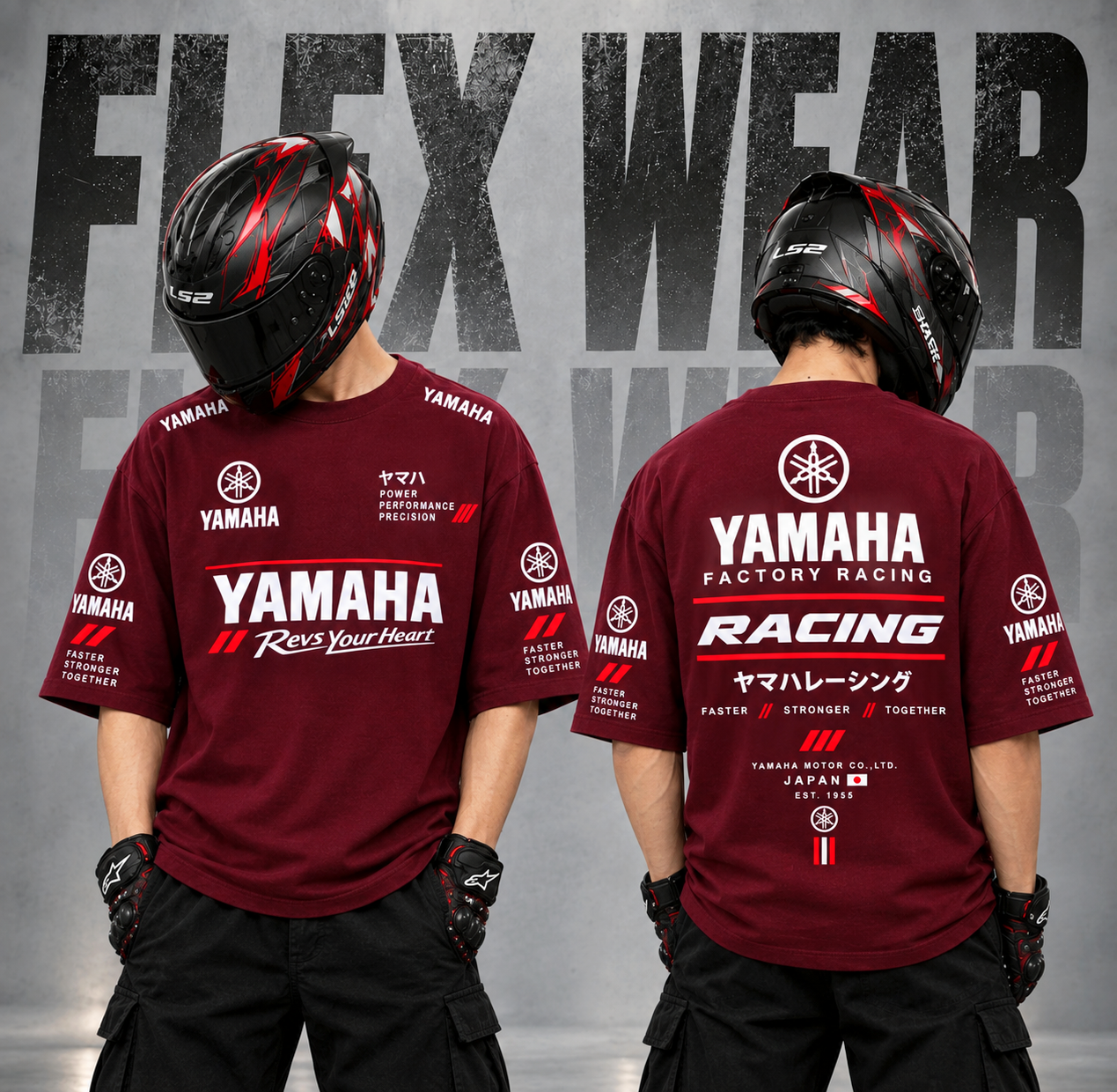 Yamaha Racing Drop Shoulder T-Shirt (Maroon)