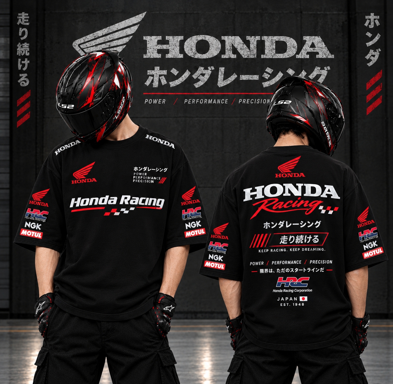 Honda HRC Drop Shoulder T-Shirt (Black)