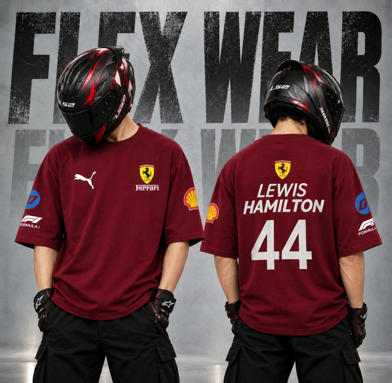 Lewis Hamilton F1 Drop Shoulder T-Shirt