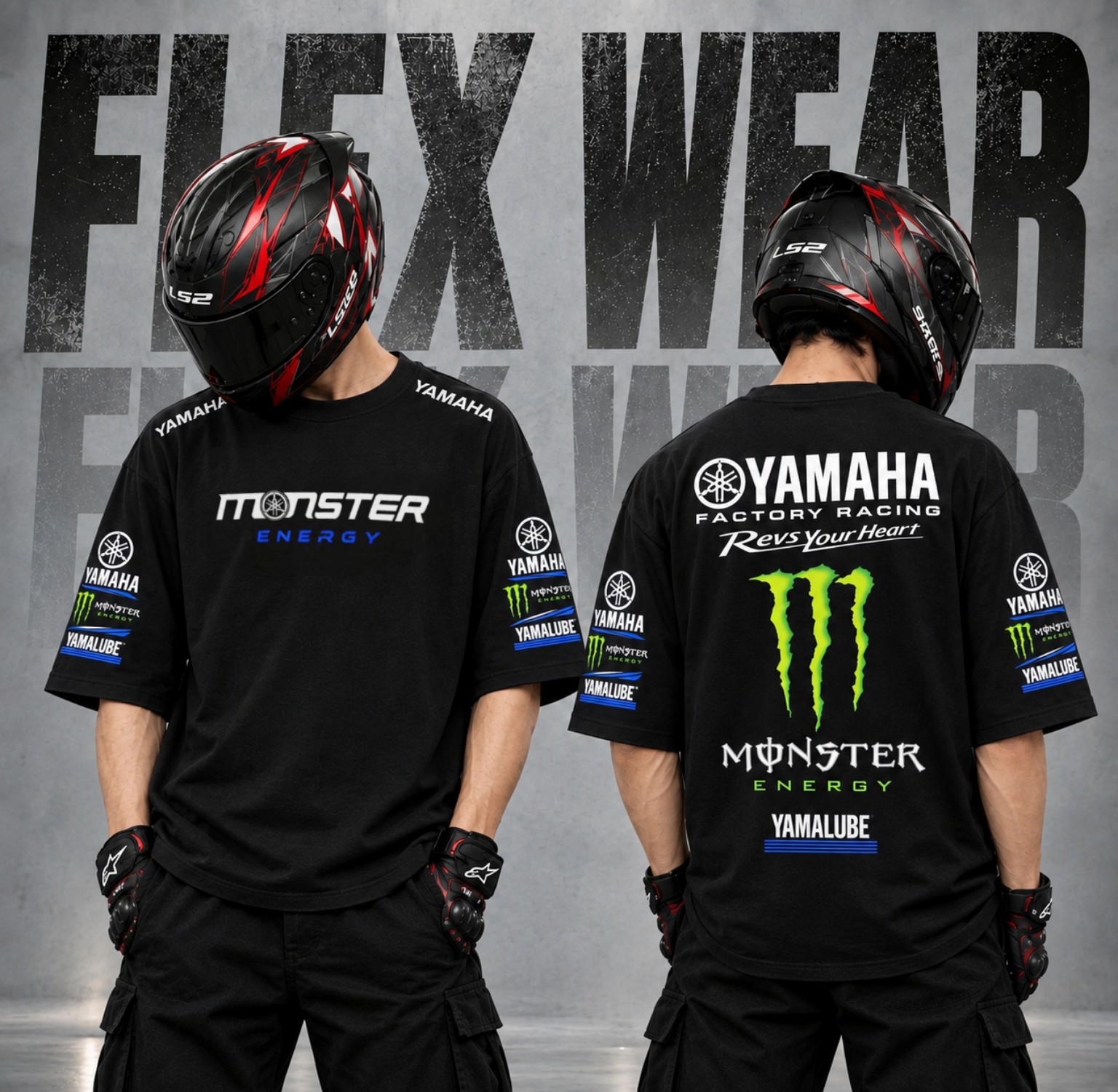 Yamaha Monster Drop Shoulder T-Shirt (Black)