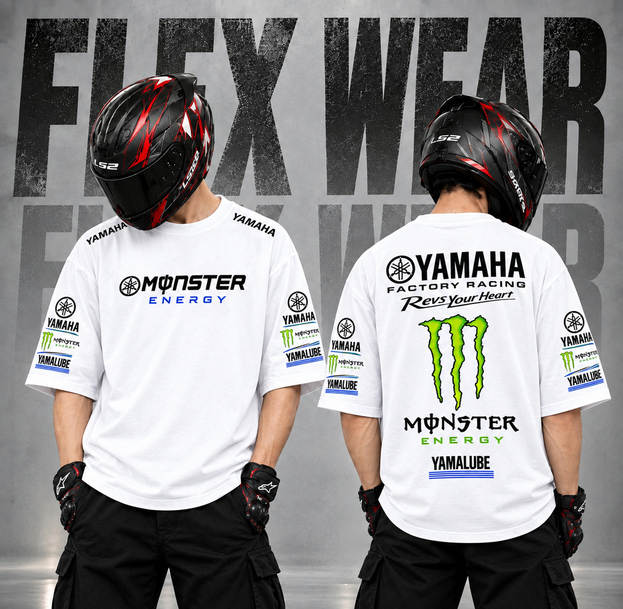 Yamaha Monster Drop Shoulder T-Shirt (White)