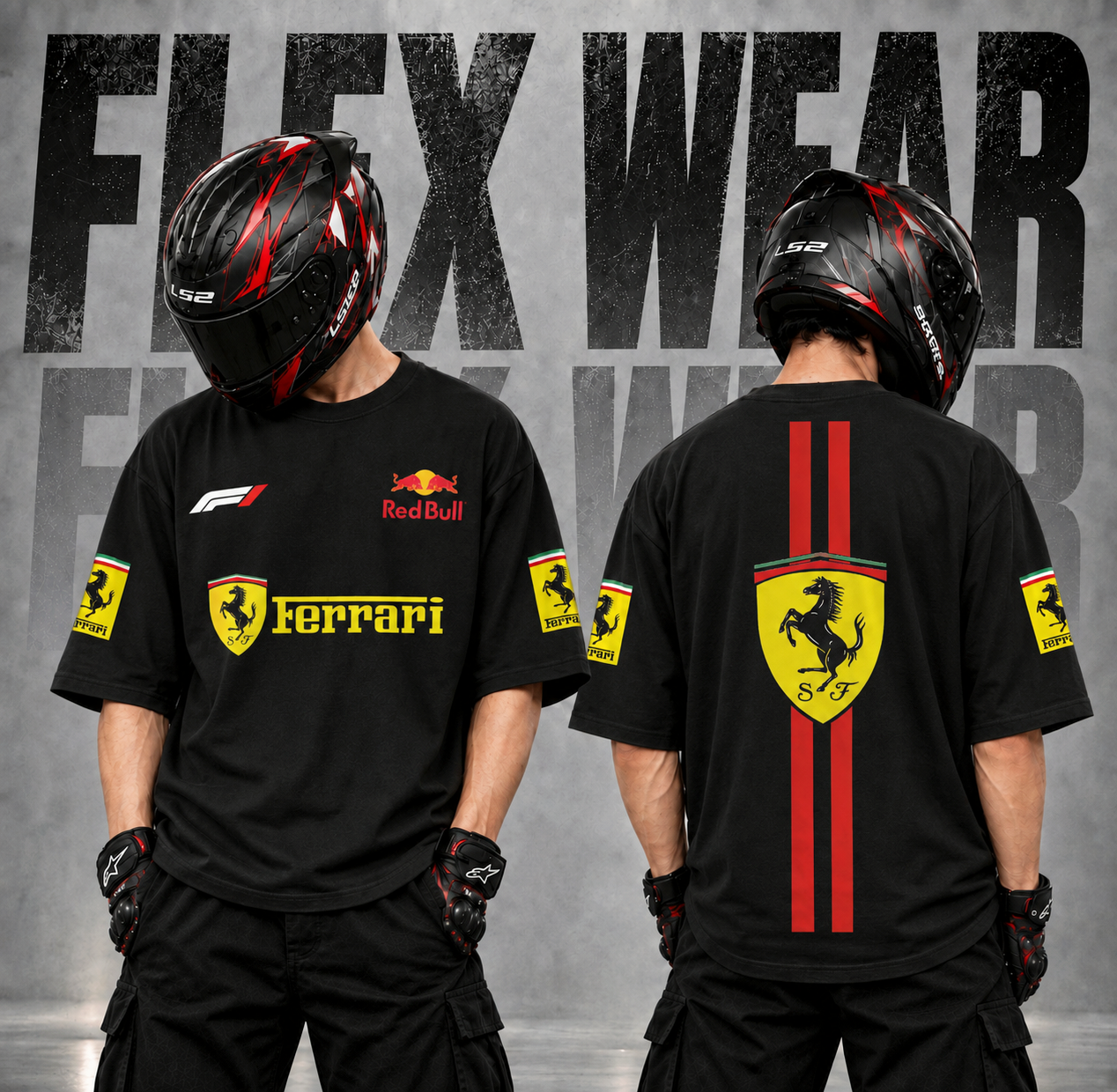 Ferrari F1 Drop Shoulder T-Shirt (Black)