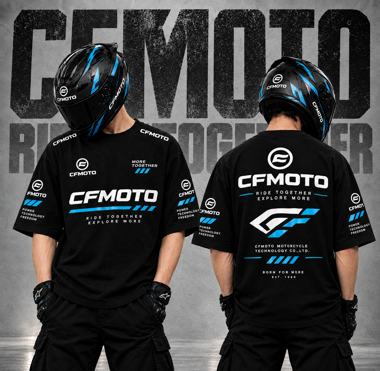 CF Moto Drop Shoulder T-Shirt (Black)